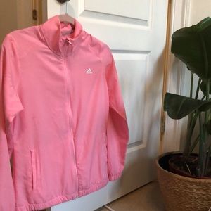 Pink adidas gold zip up windbreaker